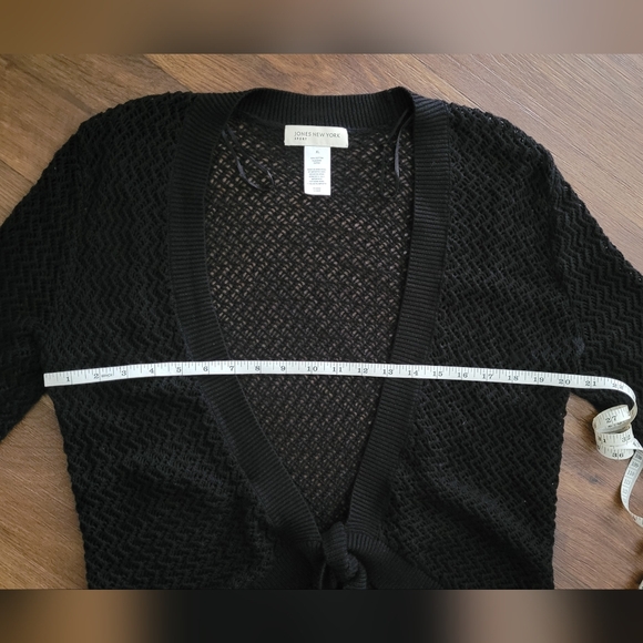 Jones New York Open Weave Cotton Tie Up Top, Women's XL, Black - Picture 7 of 8